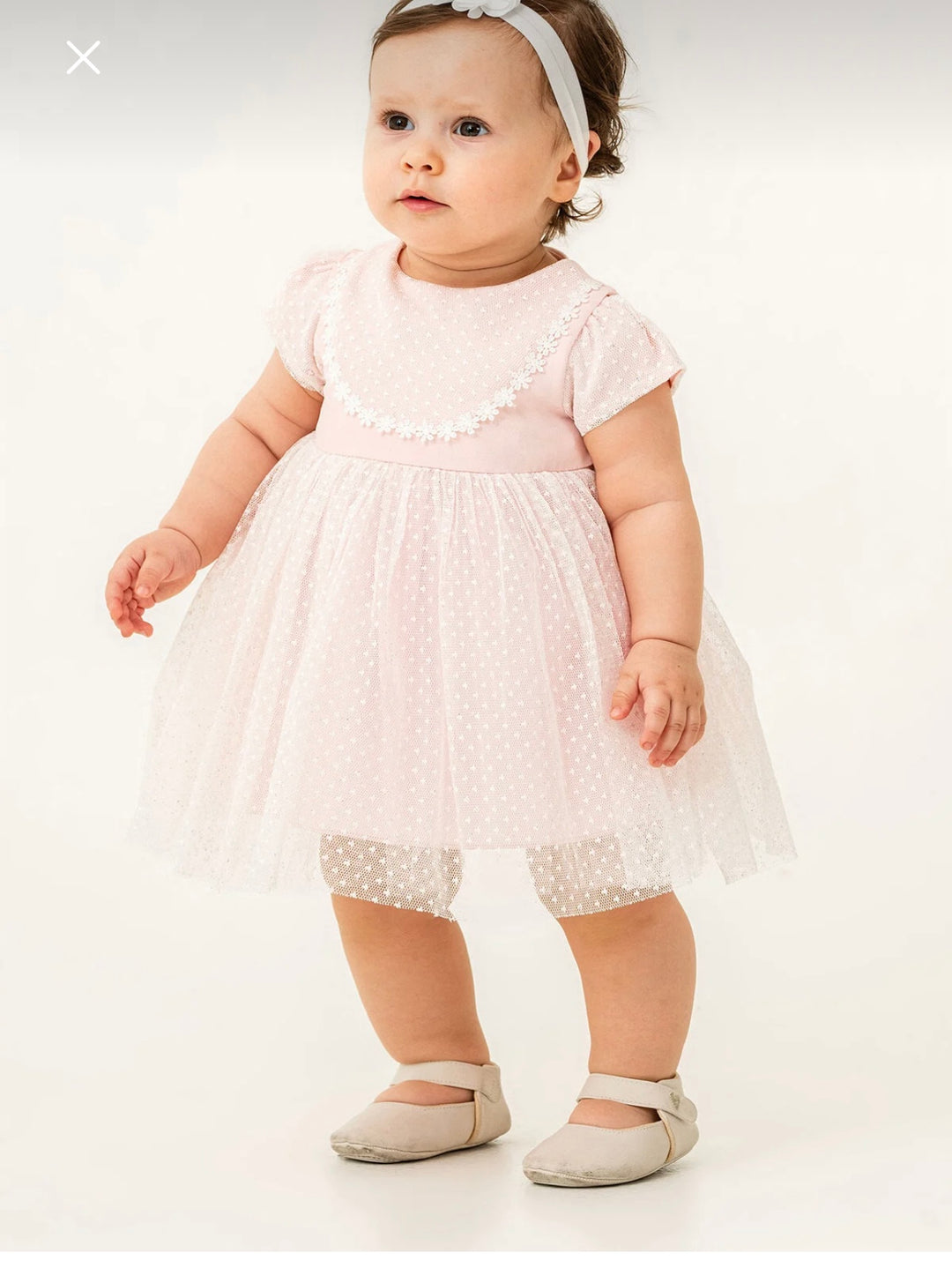 Talia Girls Blush Pink Polka Dot Tulle Birthday Dress