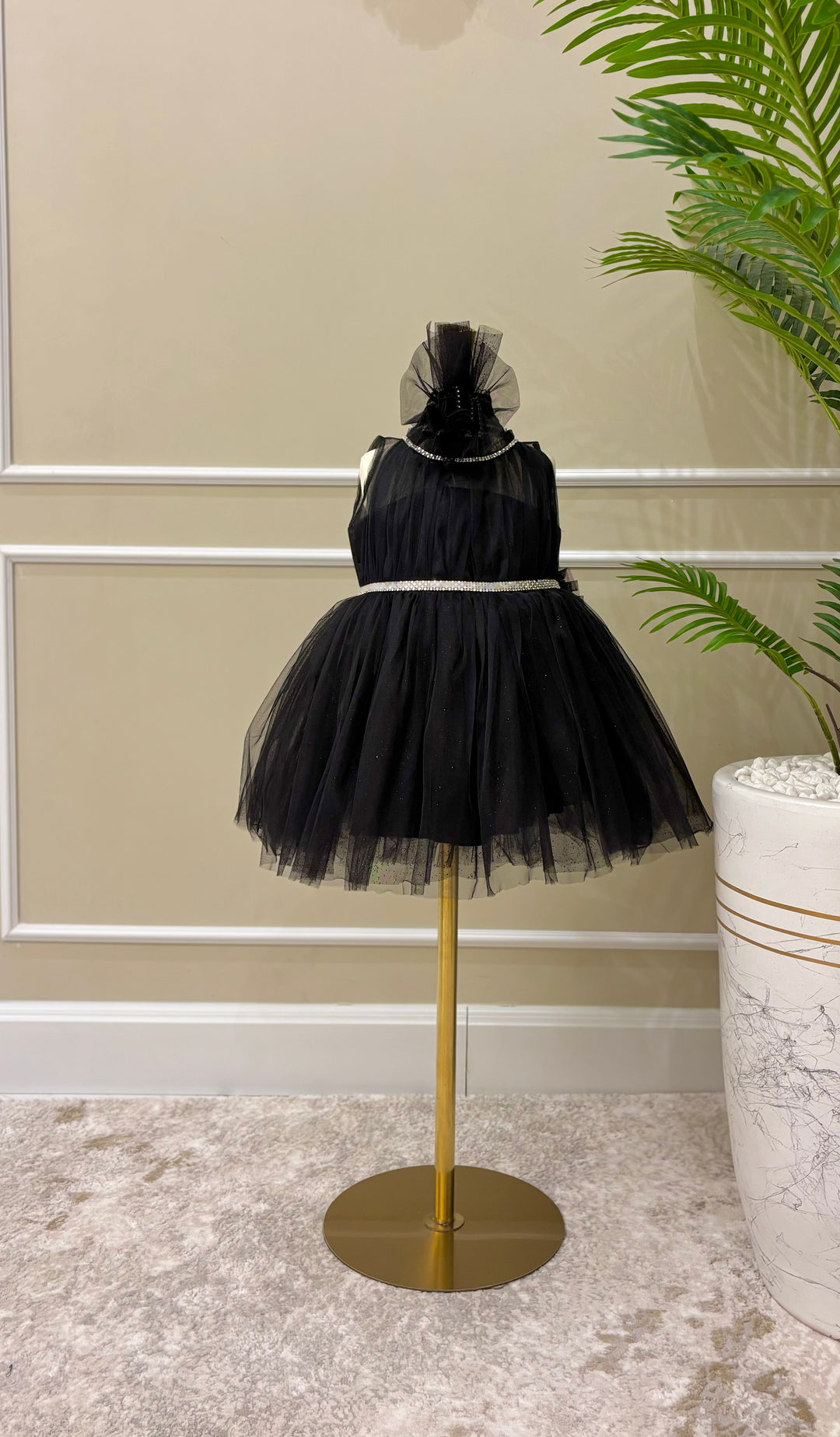 Ariana Luxury Black Tulle Sleeveless Party Dress for Girls