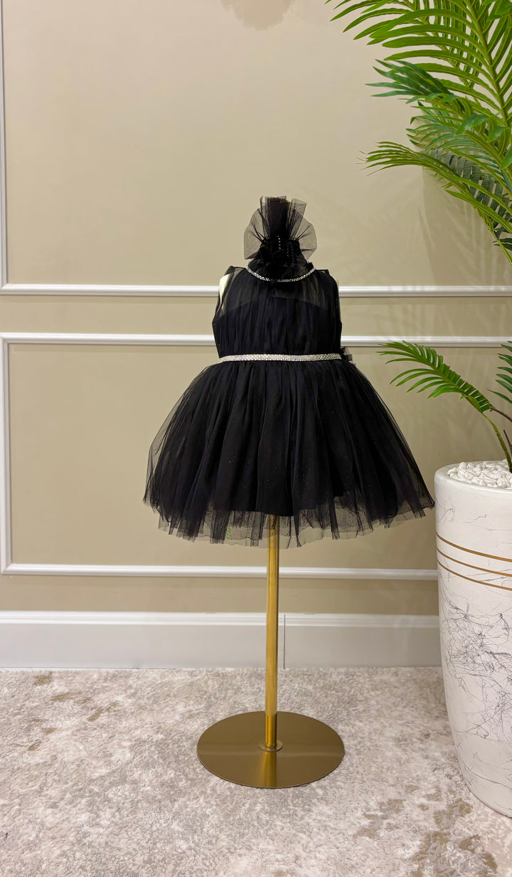 Ariana Luxury Black Tulle Sleeveless Party Dress for Girls