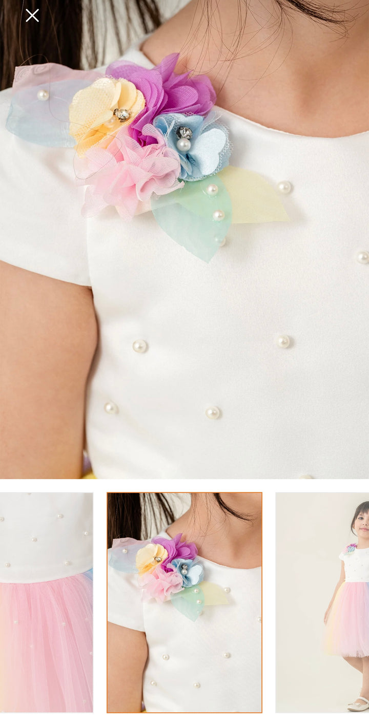 Elaf Girls Rainbow Ombre Tulle Party Dress