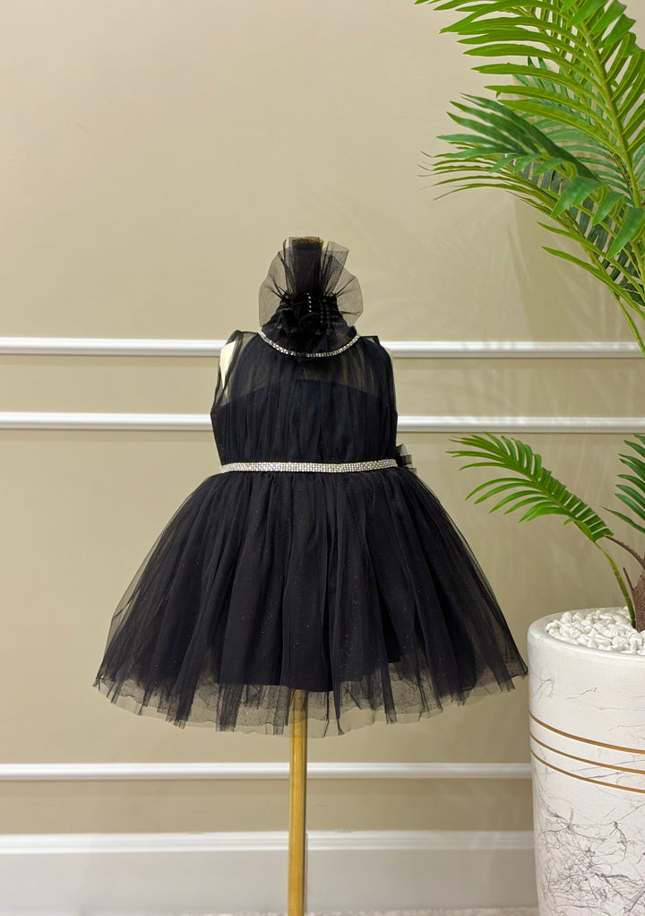 Ariana Luxury Black Tulle Sleeveless Party Dress for Girls