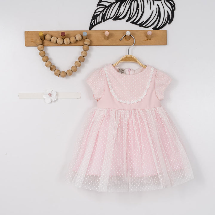 Talia Girls Blush Pink Polka Dot Tulle Birthday Dress