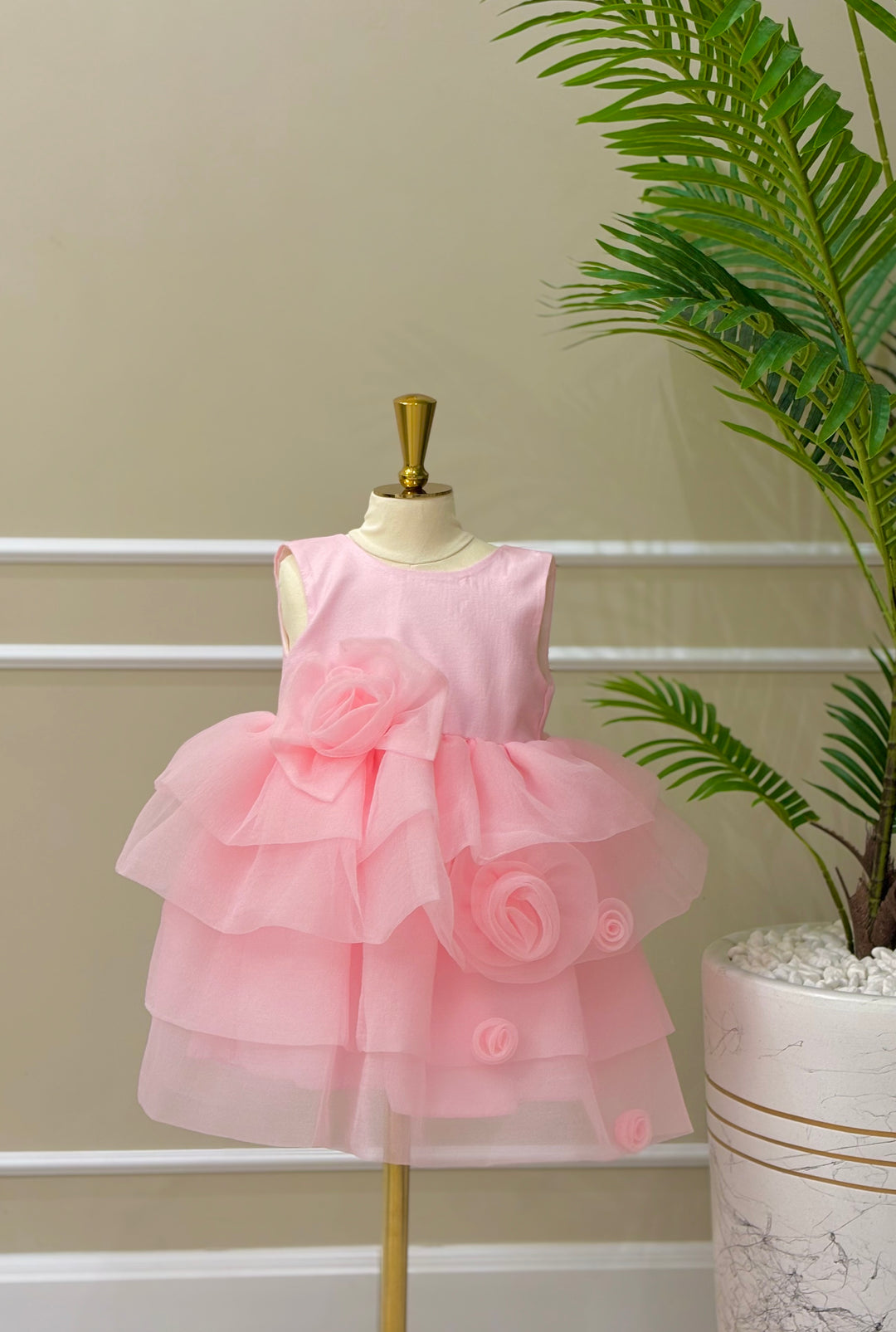 Saja Girls Charming Pink Layered Ruffle Party Dress