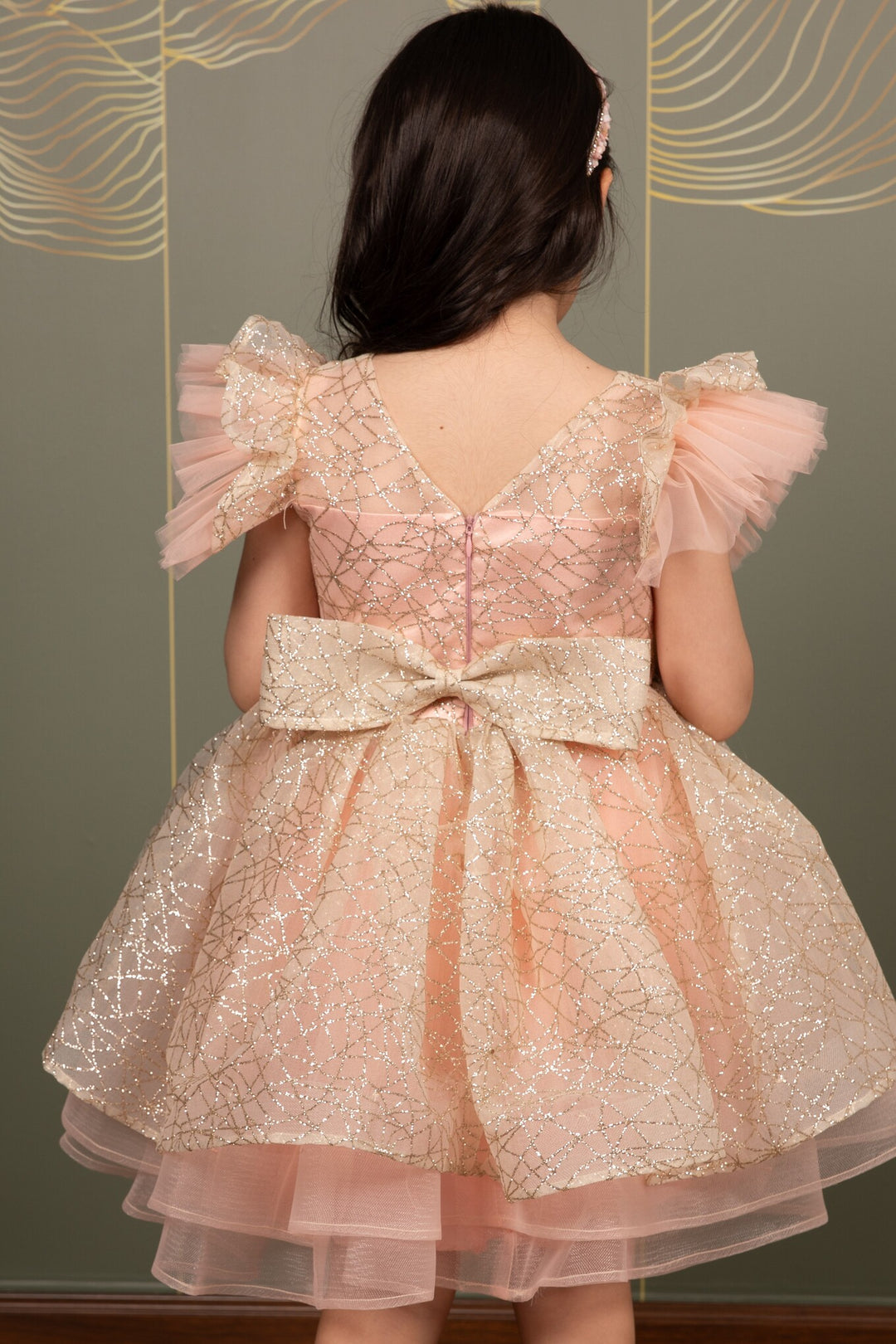 Elif Gorgeous Peach Multilayered Party Dress