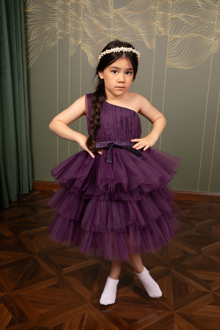 Ada Gorgeous Purple One Shoulder Designer Wear Birthday Dress