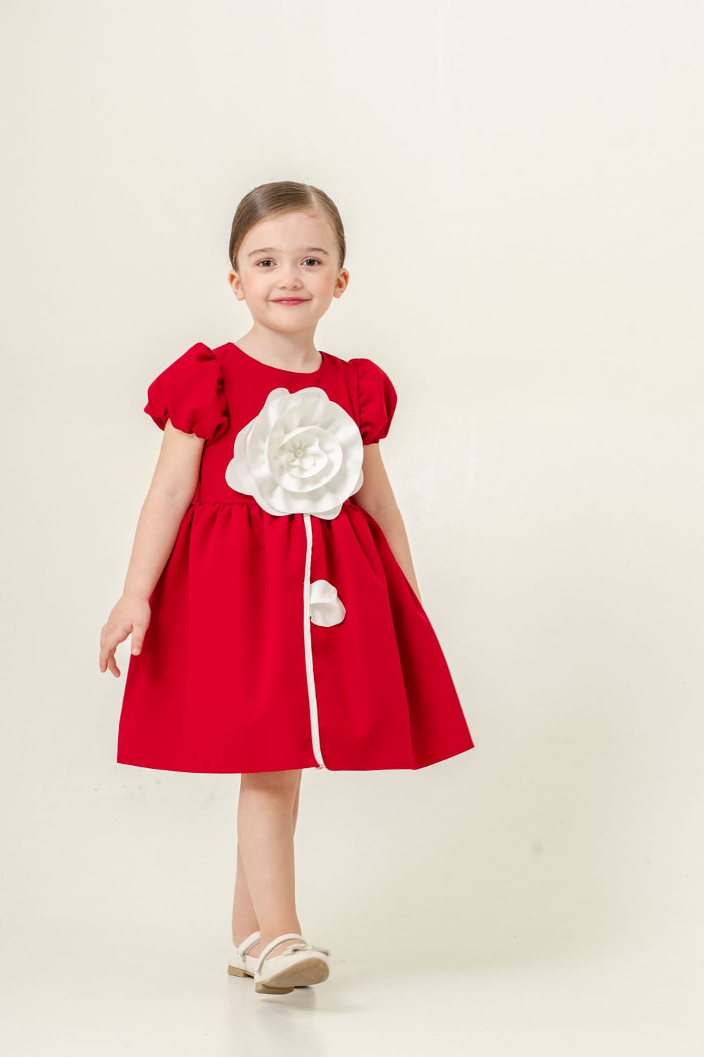 Neeha Elegant Red Big Flower Party Dress for Girls