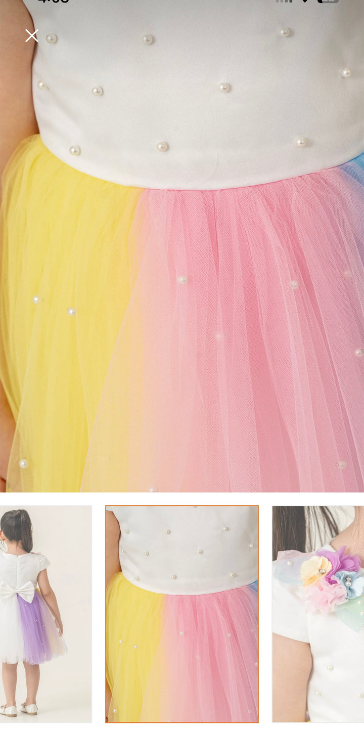 Elaf Girls Rainbow Ombre Tulle Party Dress
