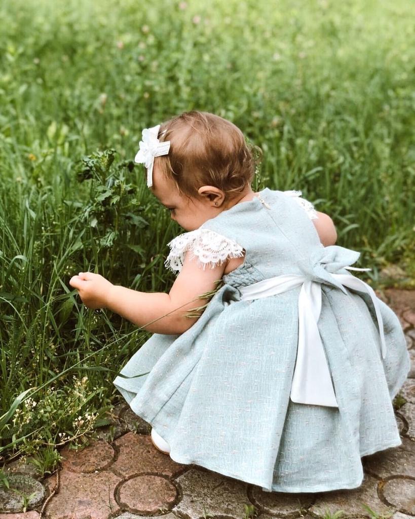 Beautiful Aqua/Light Green Lace Cotton Dress