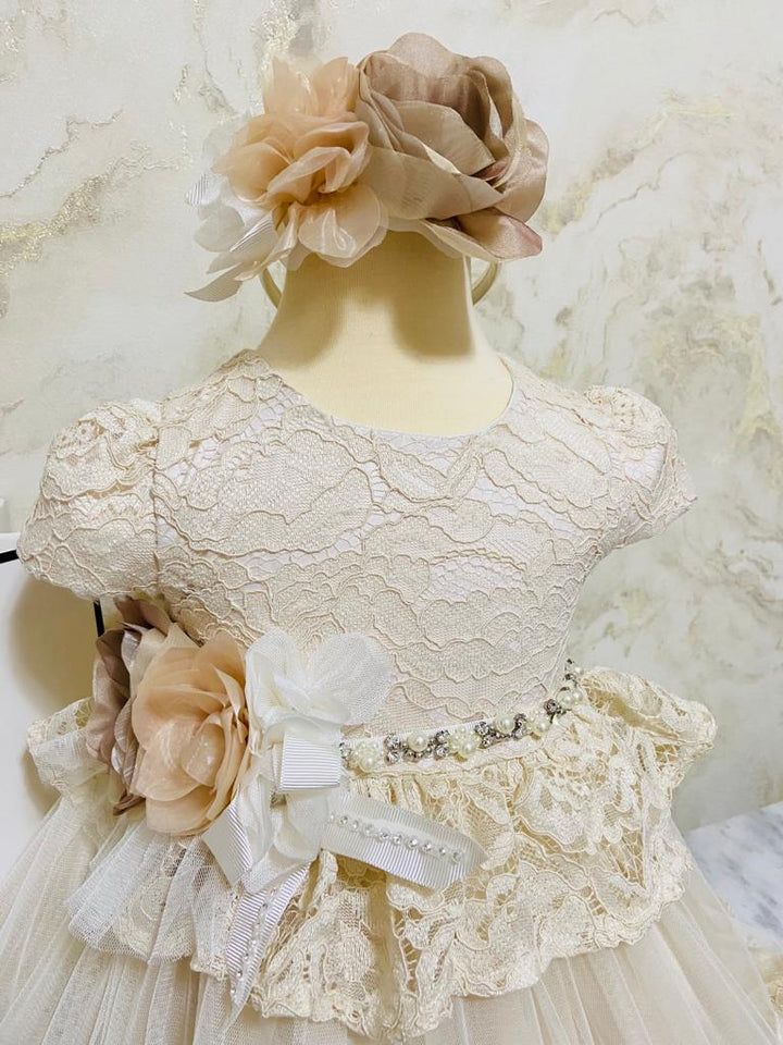 Beige Lace Luxury Girl Party Dress