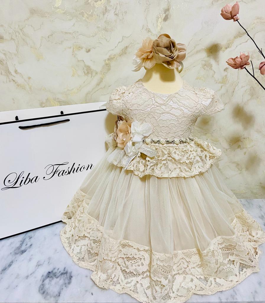 Beige Lace Luxury Girl Party Dress