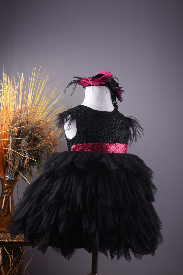 Luxurious black tulle dress for girls