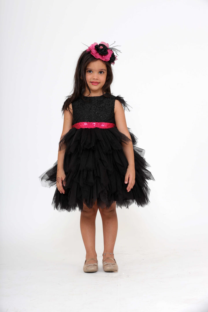 Luxurious black tulle dress for girls