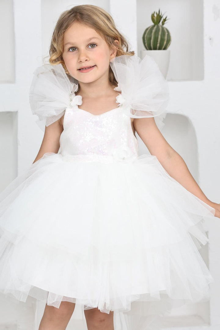 Rosie Luxury Girls White Butterfly Luxe Dress