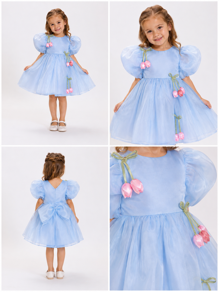 Bonnie Blue Girls Floral Cherry Birthday Party Dress