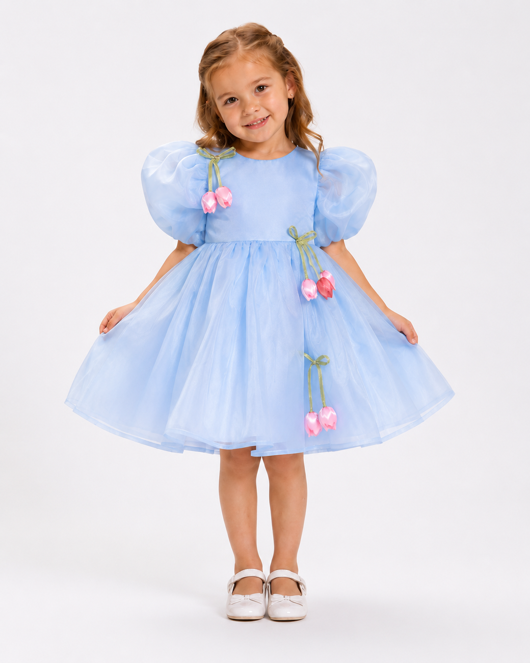 Bonnie Blue Girls Floral Cherry Birthday Party Dress