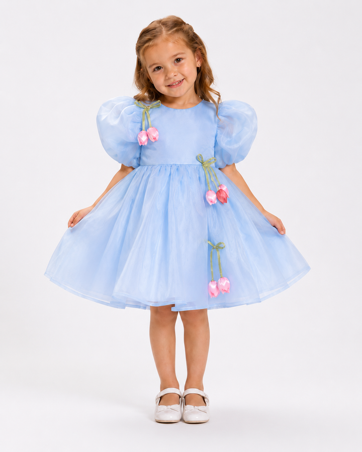 Bonnie Blue Girls Floral Cherry Birthday Party Dress