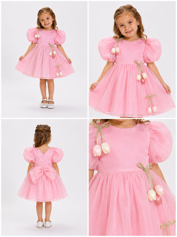 Bonnie Pink Girls Floral Cherry Birthday Party Dress
