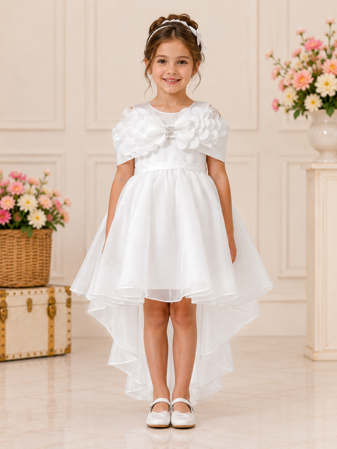 Annie White Girls High-Low Floral Party Dress