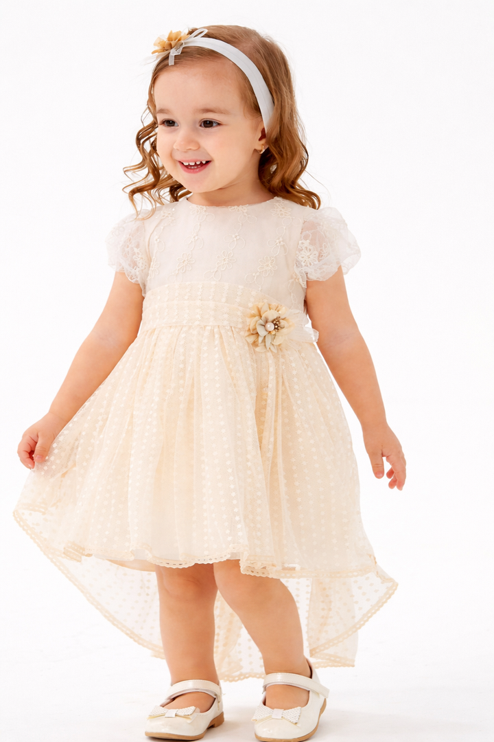 Marcella Girls Cream Polka Dot Tulle Party Dress