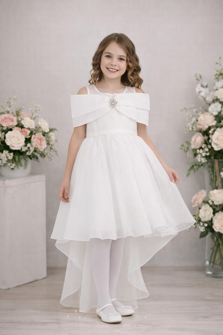 Rhea Elegant White Princess Party Dress for Girls