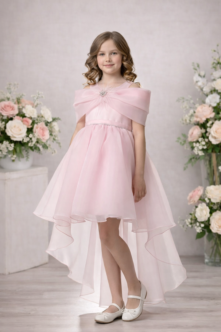 Rhea Elegant Pink Princess Party Dress for Girls