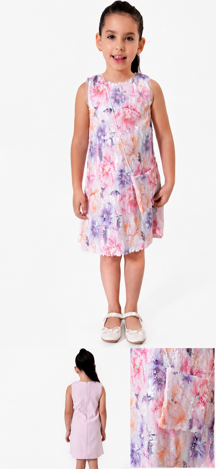 Venessa Girls Pastel Multicolor Floral Party Dress