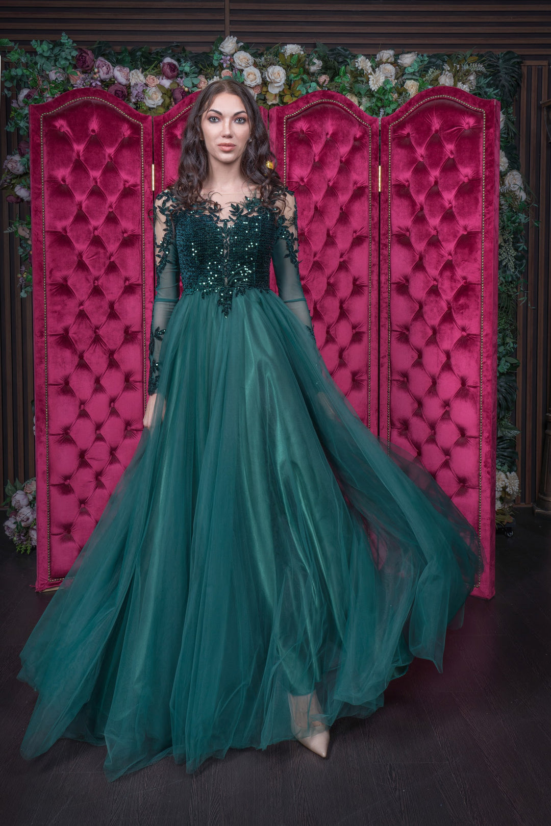 party dresses online dubai Luxury Beaded Dubai Green Evening Dresses with Spaghetti Straps SS225 DreamyVow