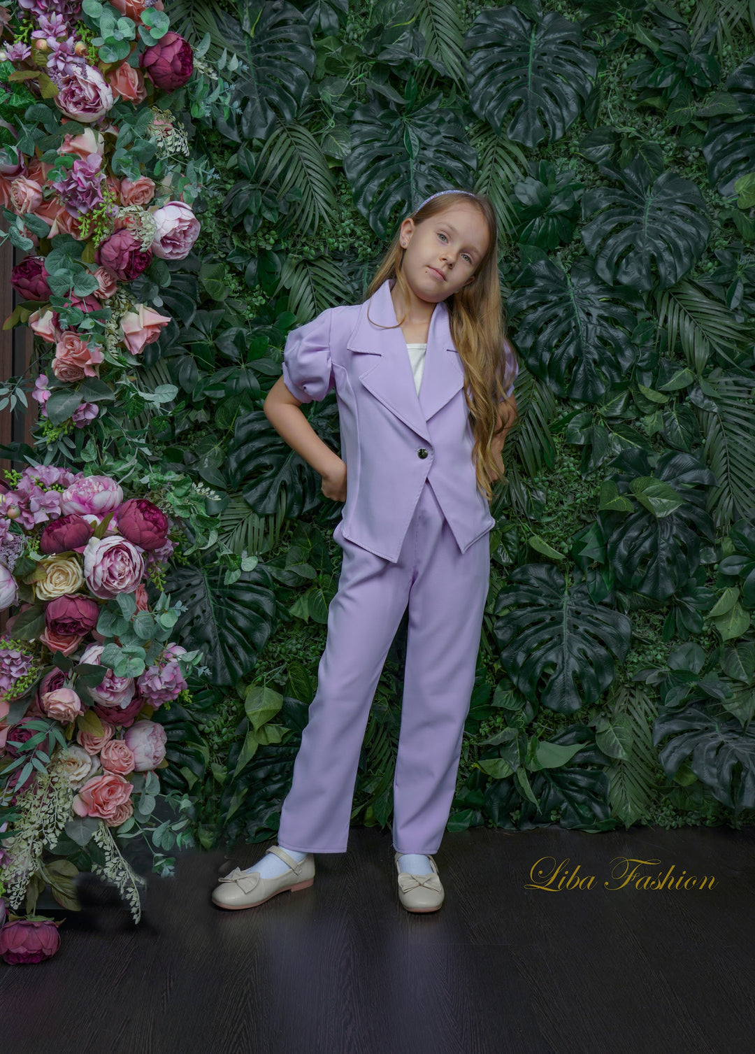 Amira Girls Lilac Top and Lapel Collar Co-ord Set