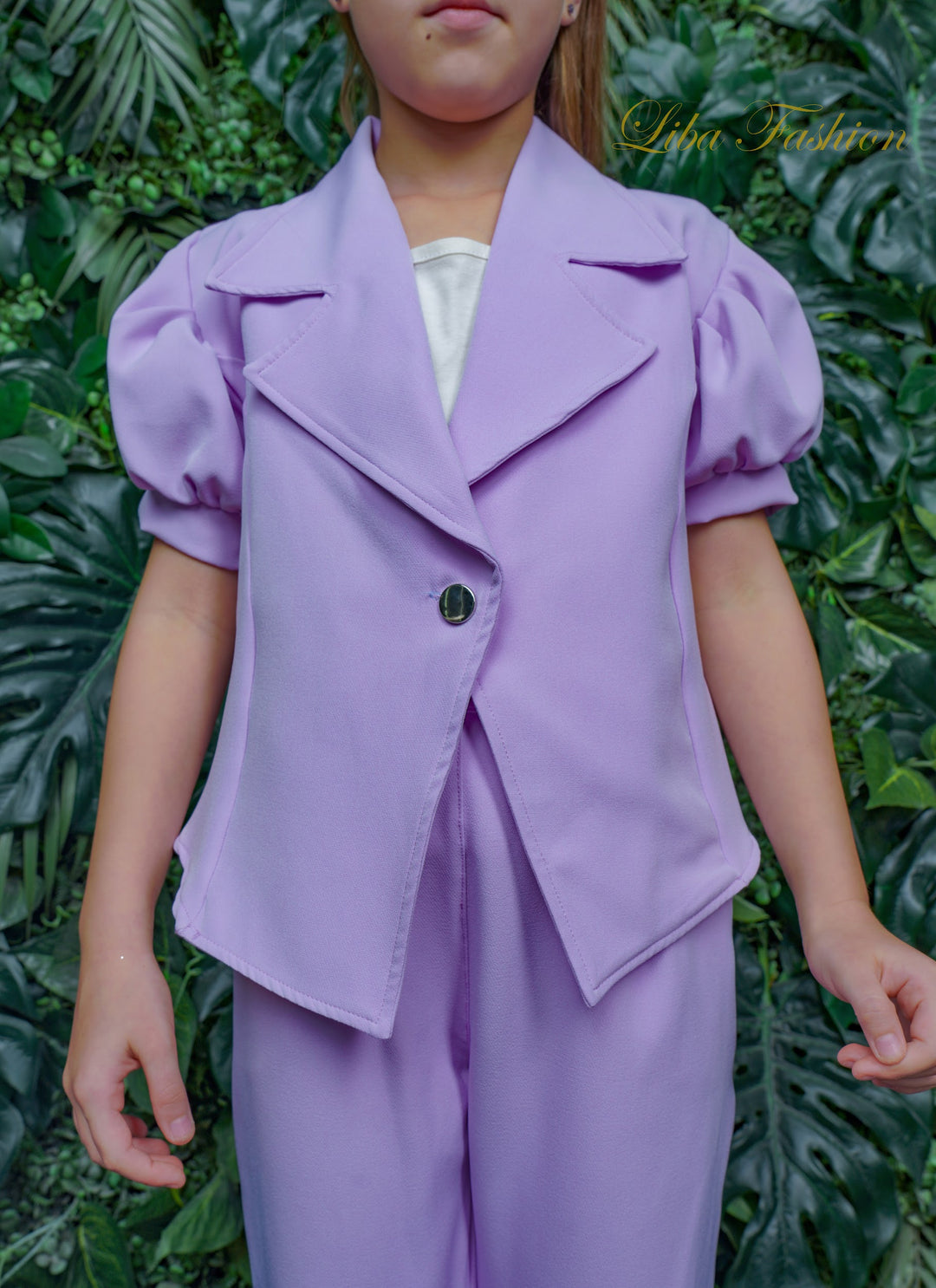 Amira Girls Lilac Top and Lapel Collar Co-ord Set