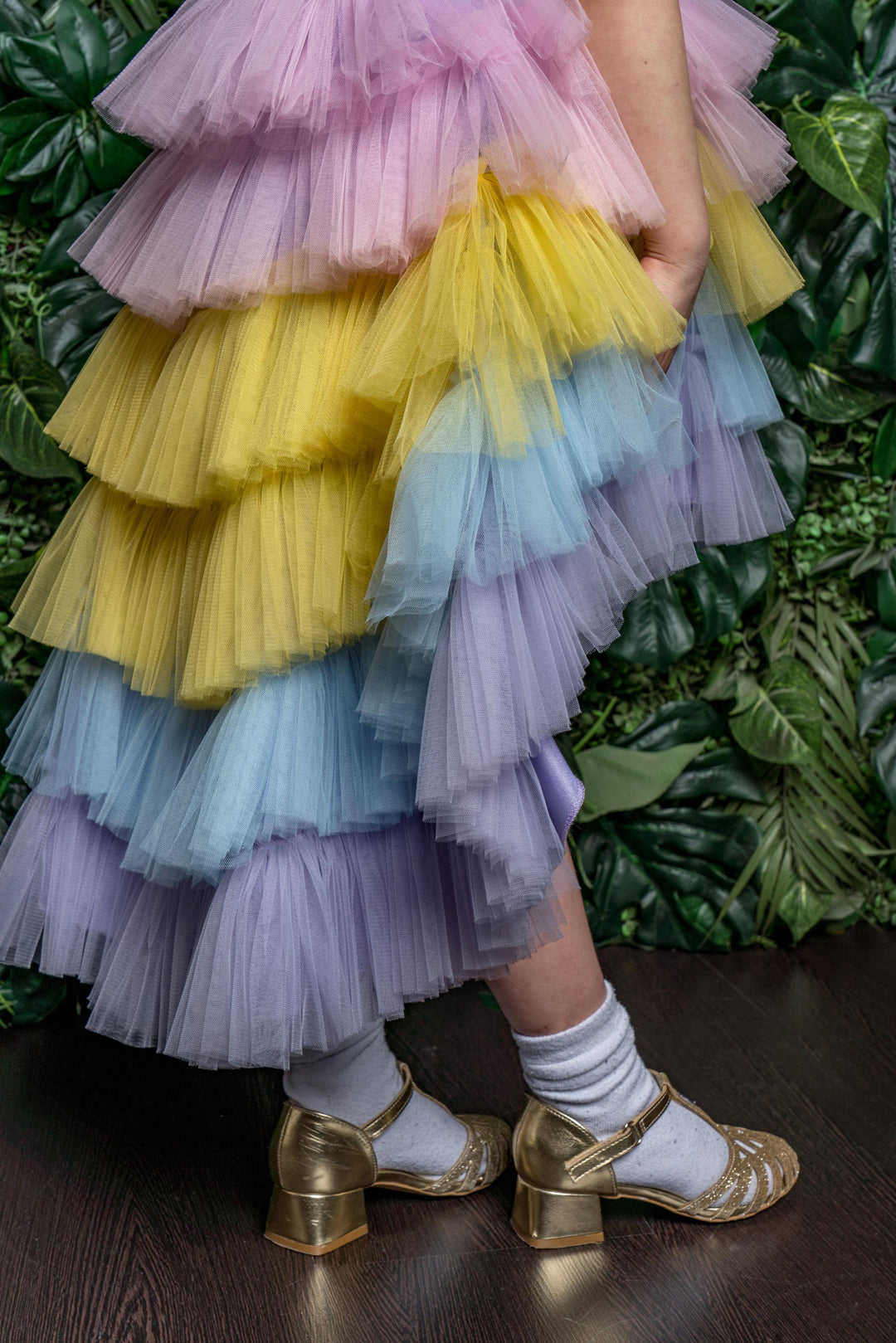 Rainbow Multicolor Sequins Tulle Party Dress