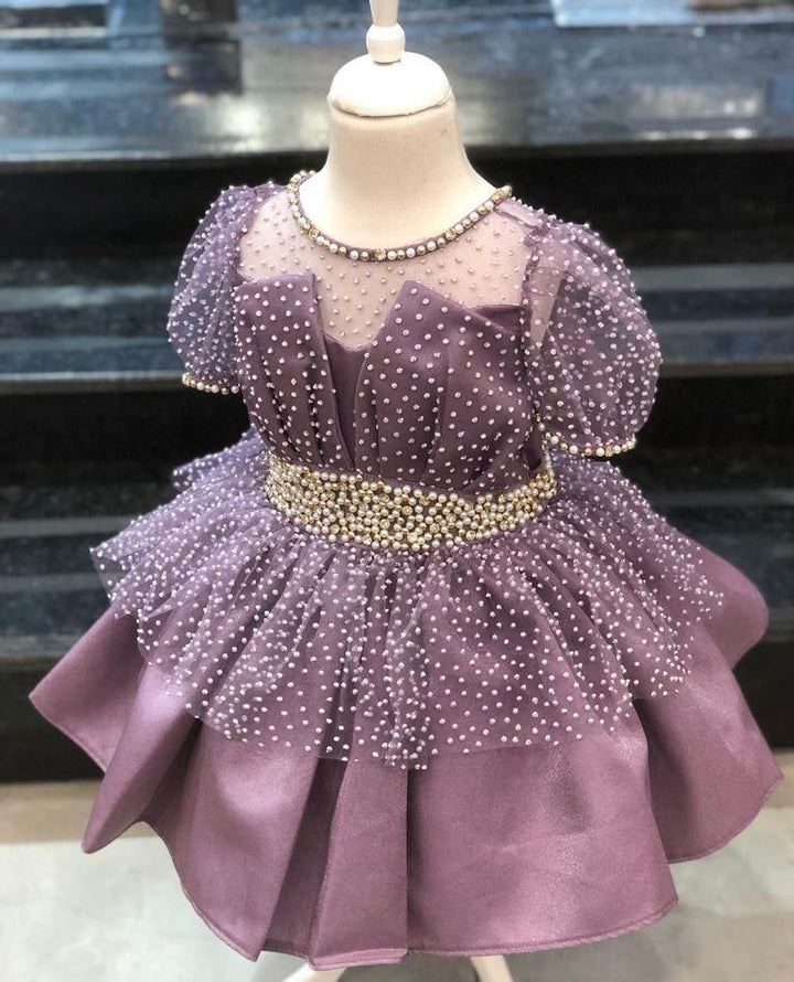 Lilac Daisy Pearl Polka Party Dress