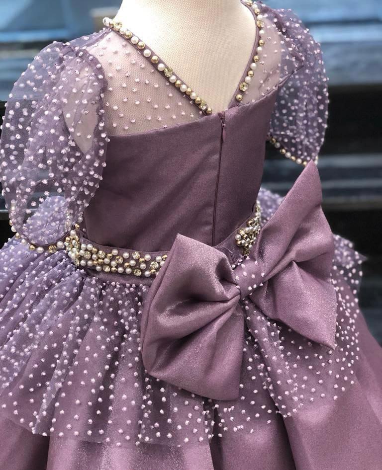 Lilac Daisy Pearl Polka Party Dress