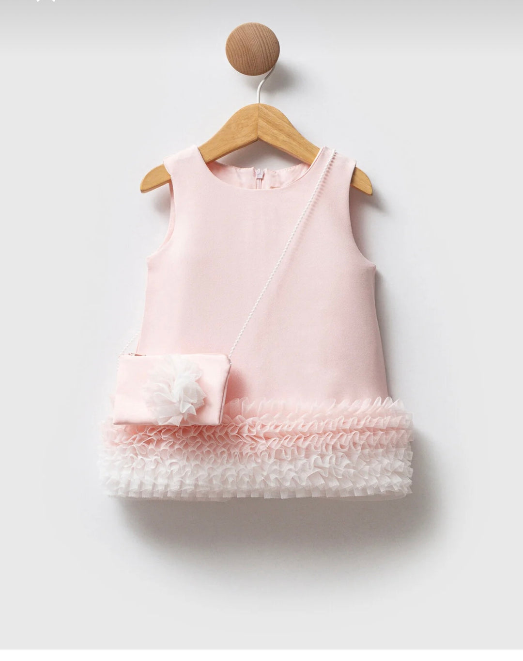 Yusra Girls Light Pink Sleeveless Dress with Flower Detail
