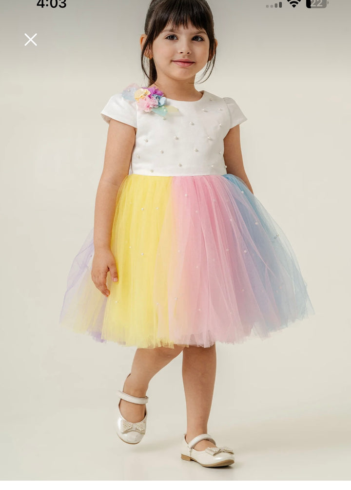 Elaf Girls Rainbow Ombre Tulle Party Dress