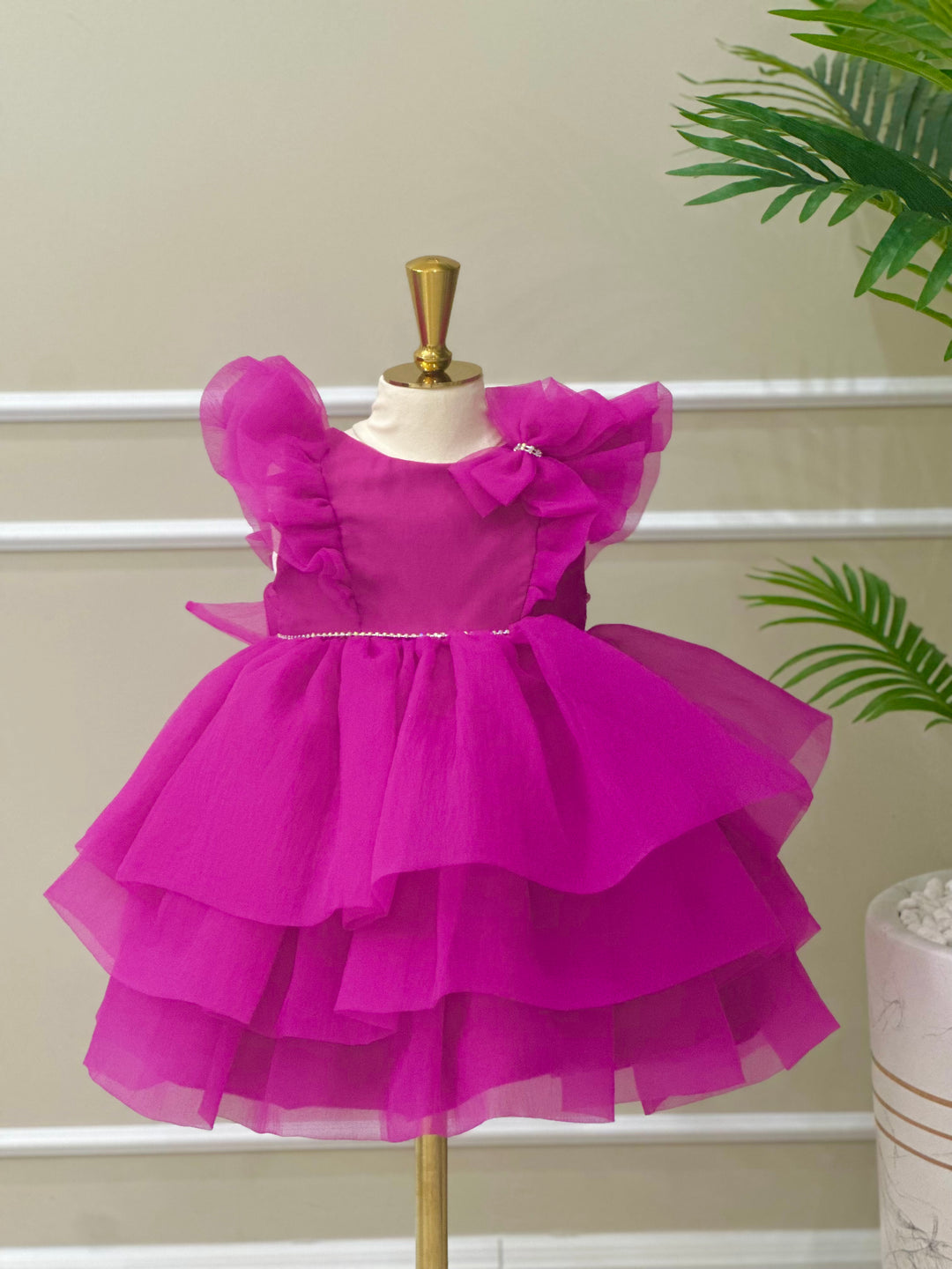 Celina Girls Elegant Hot Pink Tulle Party Dress