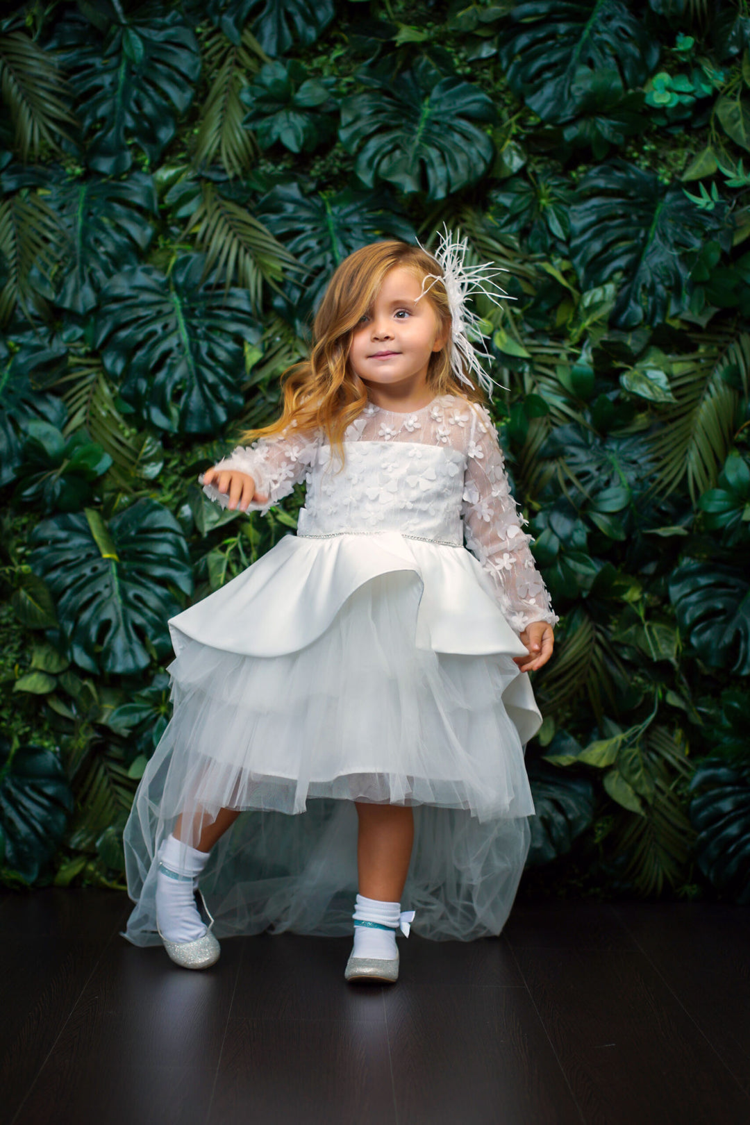 White luxury Birthday Dress for girl