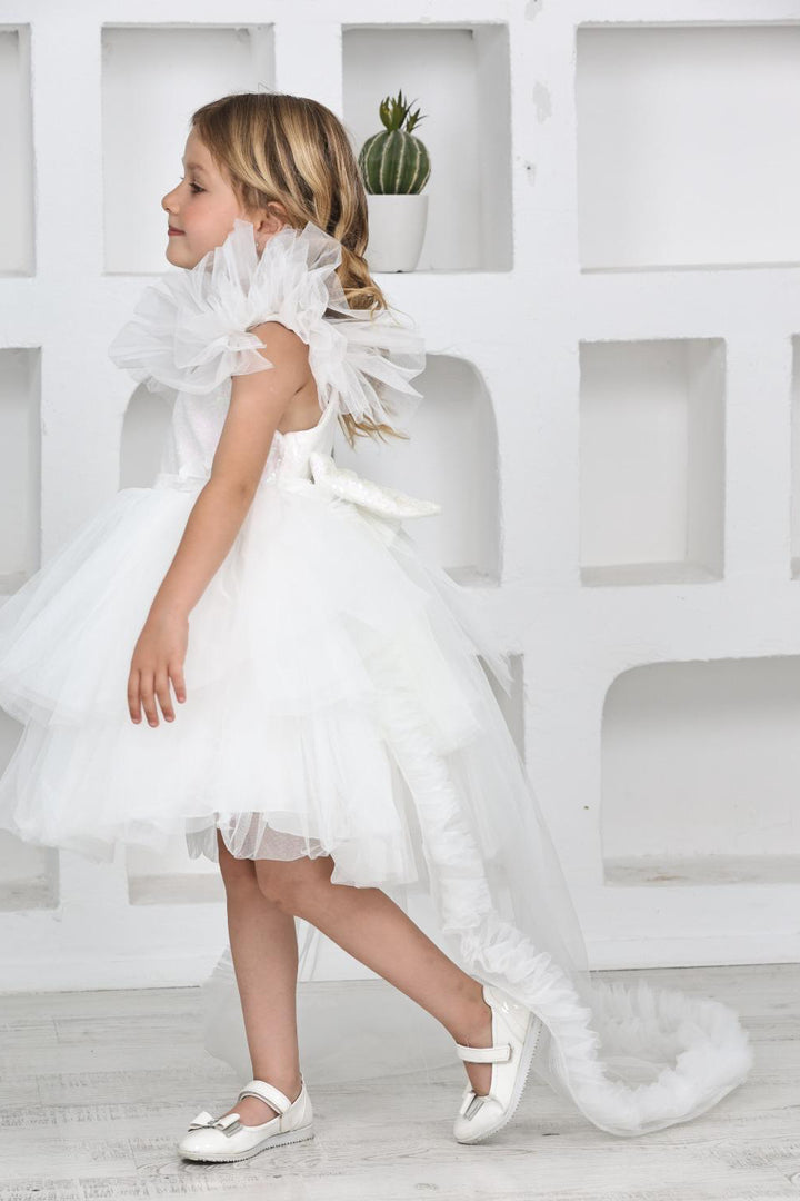 Rosie Luxury Girls White Butterfly Luxe Dress