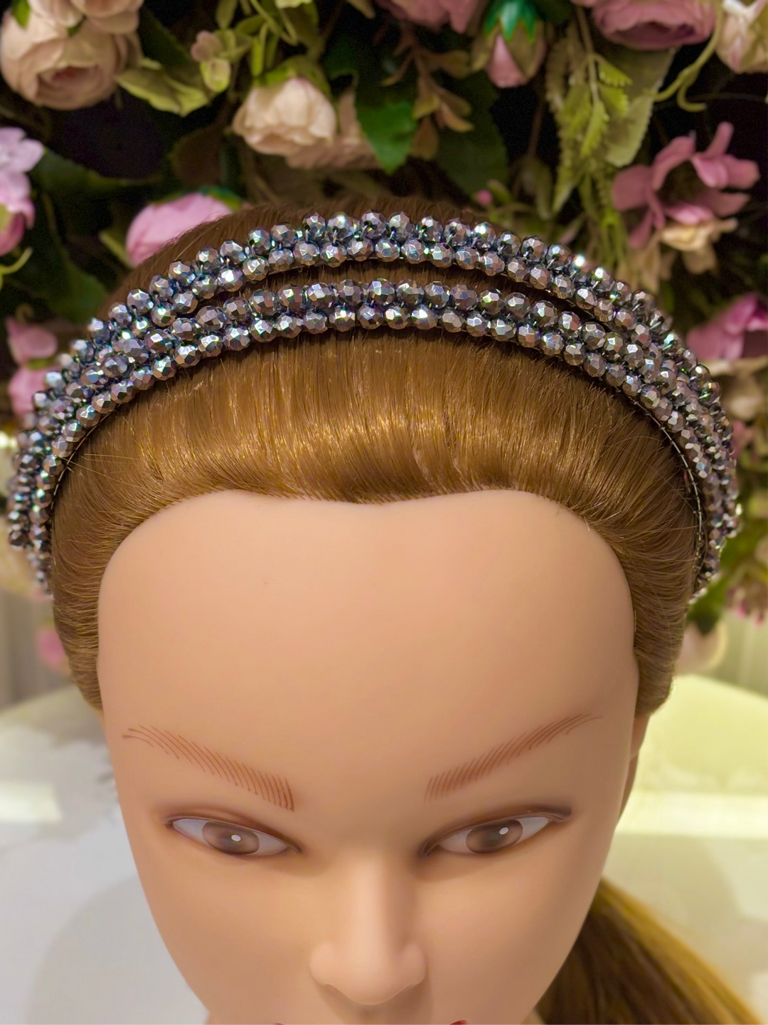Luxury Double Row Silver Crystal Headband