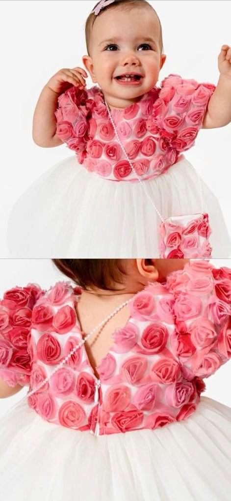 Marjan Pink Floral Baby Girl Birthday Dress