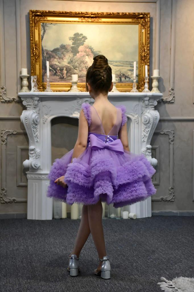 Sara Purple Fluffy Girls Birthday Dress