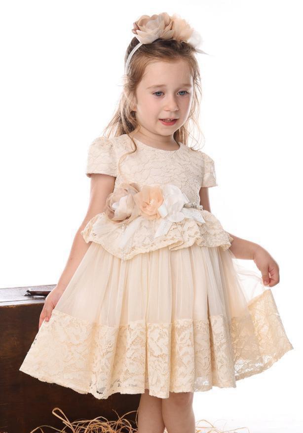 Beige Lace Luxury Girl Party Dress