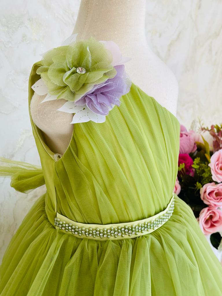 Hazel Beautiful Green One Shoulder Party Dress