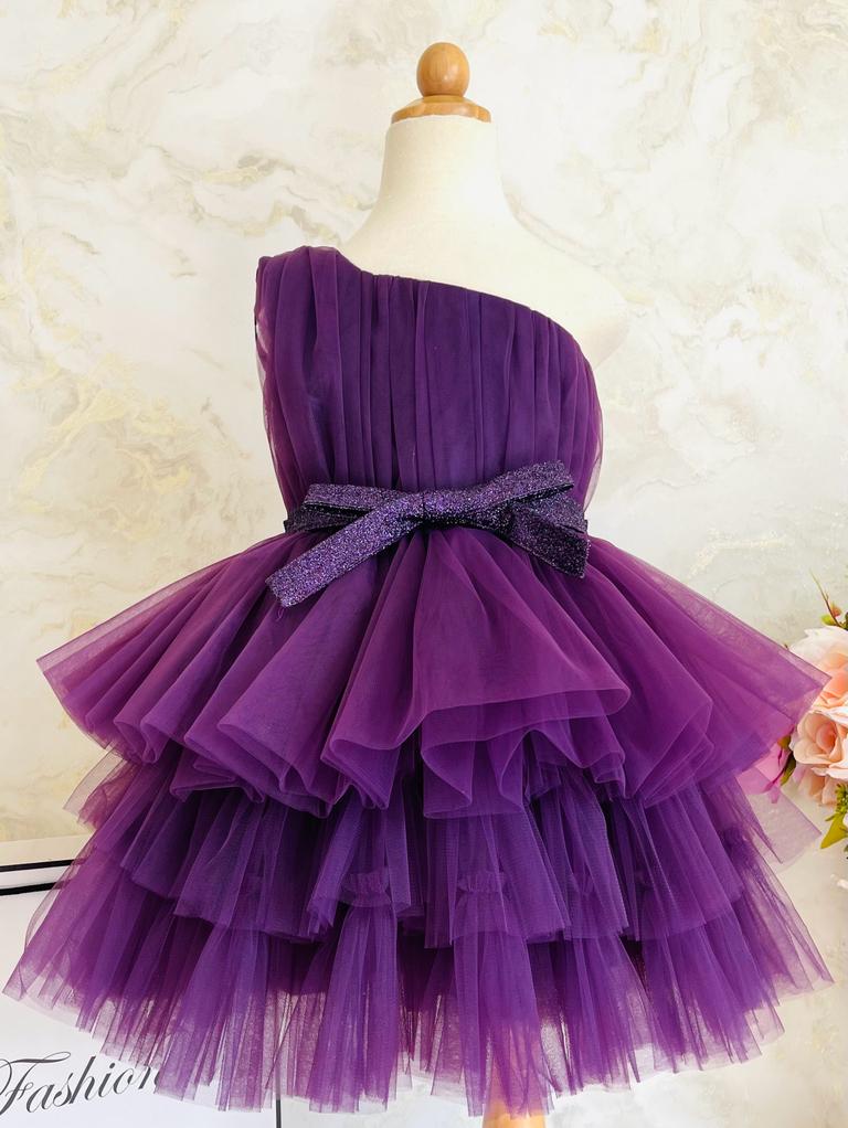 Ada Gorgeous Purple One Shoulder Designer Wear Birthday Dress