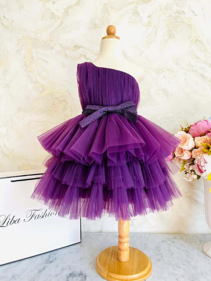 Ada Gorgeous Purple One Shoulder Designer Wear Birthday Dress