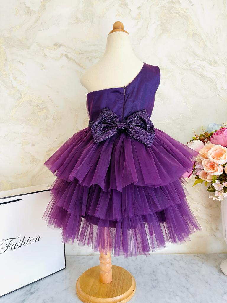 Ada Gorgeous Purple One Shoulder Designer Wear Birthday Dress