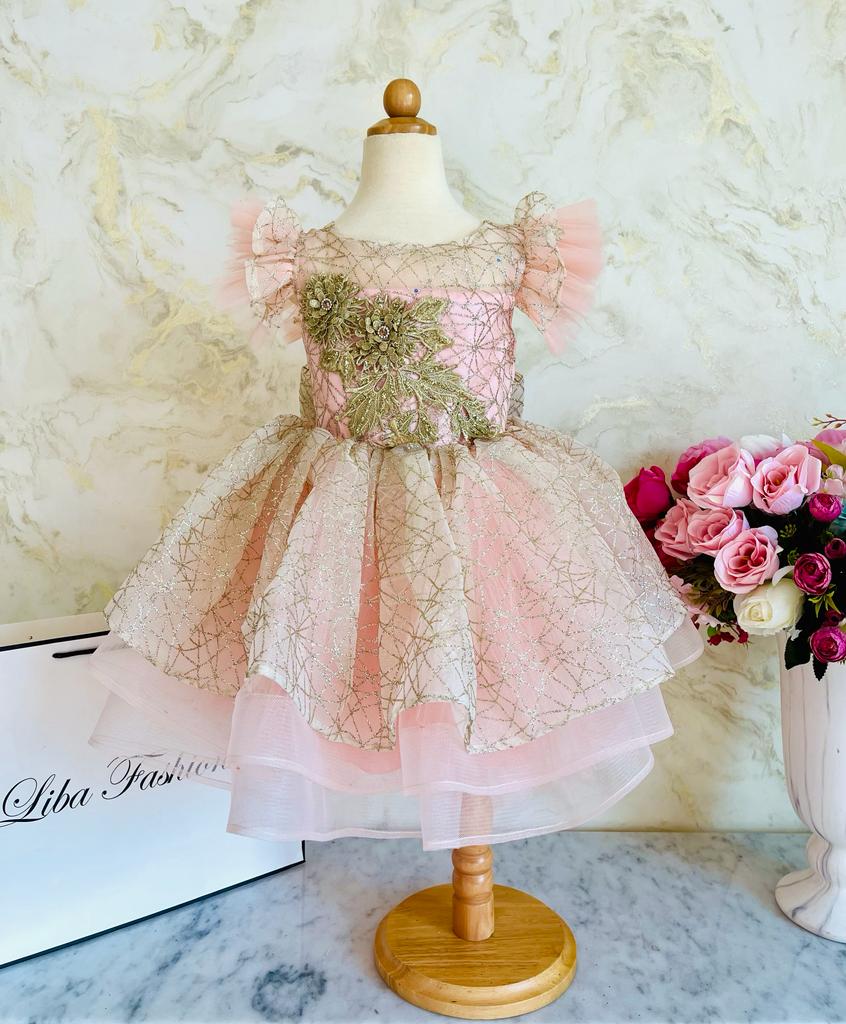 Elif Gorgeous Peach Multilayered Party Dress