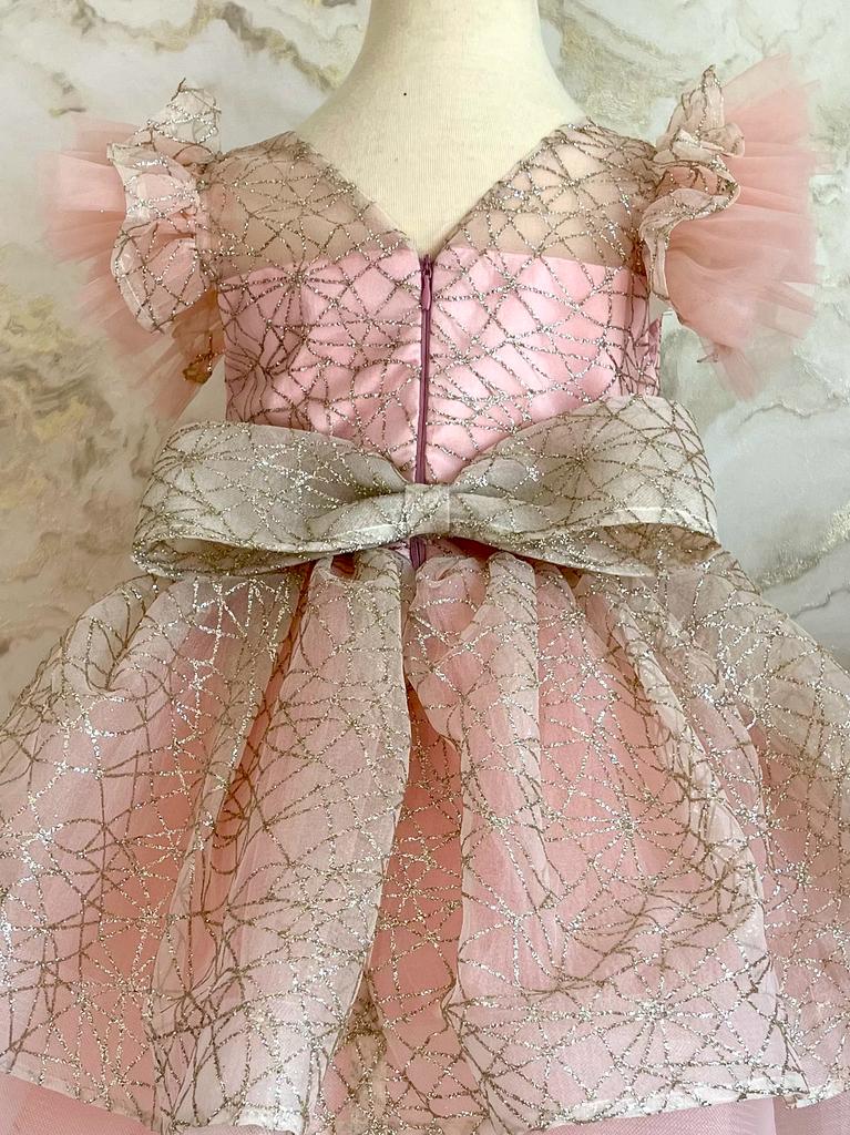 Elif Gorgeous Peach Multilayered Party Dress