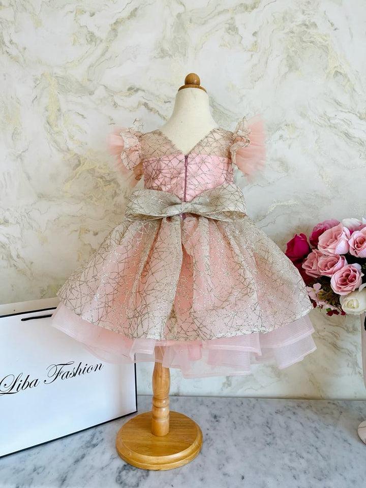 Elif Gorgeous Peach Multilayered Party Dress