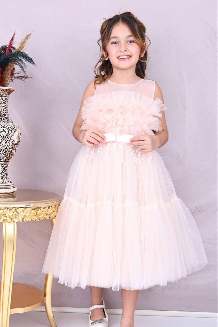 Mary Beautiful Beige Tulle Girls' Party Dress