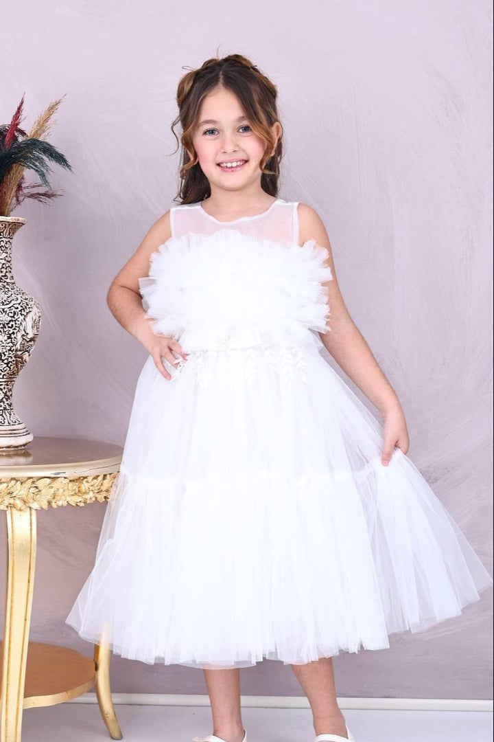Mary Beautiful White Tulle Girls' Party Dress